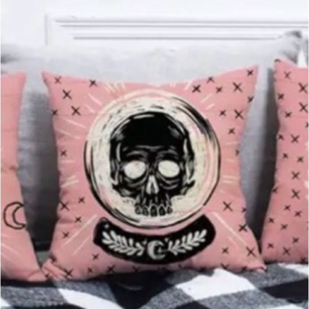 Pink Pillow Cover 18X18  Home Decorations, Crystal Ball, Skull, Spirit, Goth